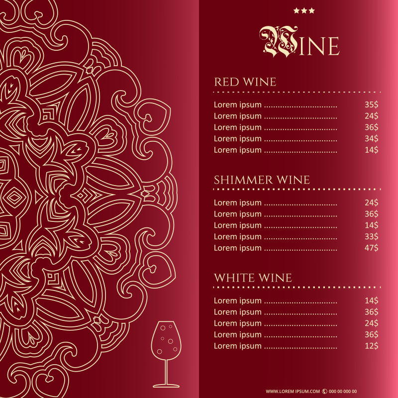 矢量现代红色金色的装饰菜单