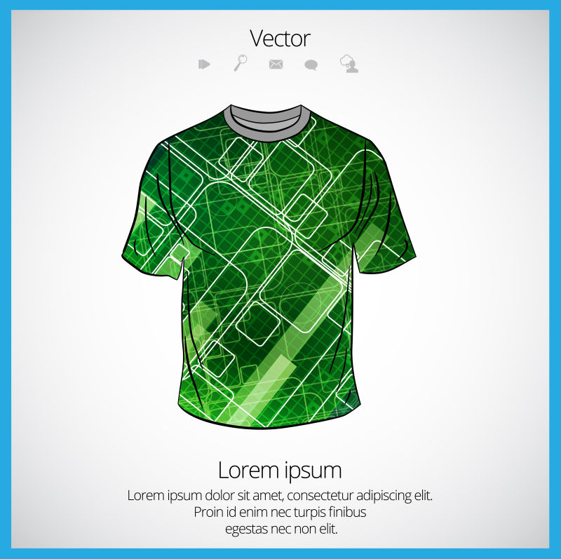 绿色线框图案T恤矢量设计