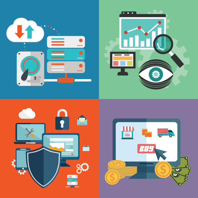 信息安全与消费概念矢量商业插图