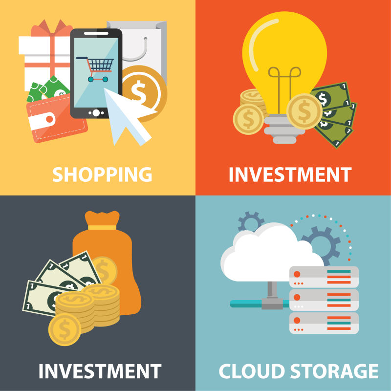 矢量的商业消费与云端数据平面插图