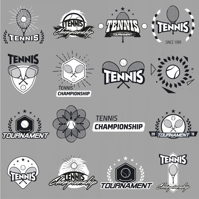 灰色的矢量网球标签