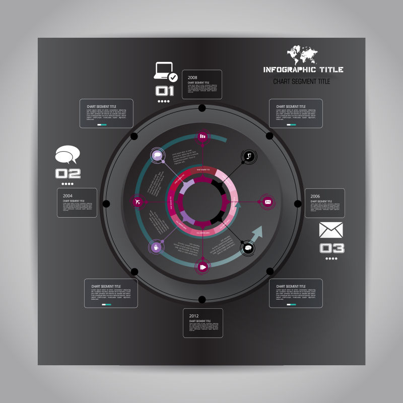 创意矢量现代黑色风格的商业信息图表