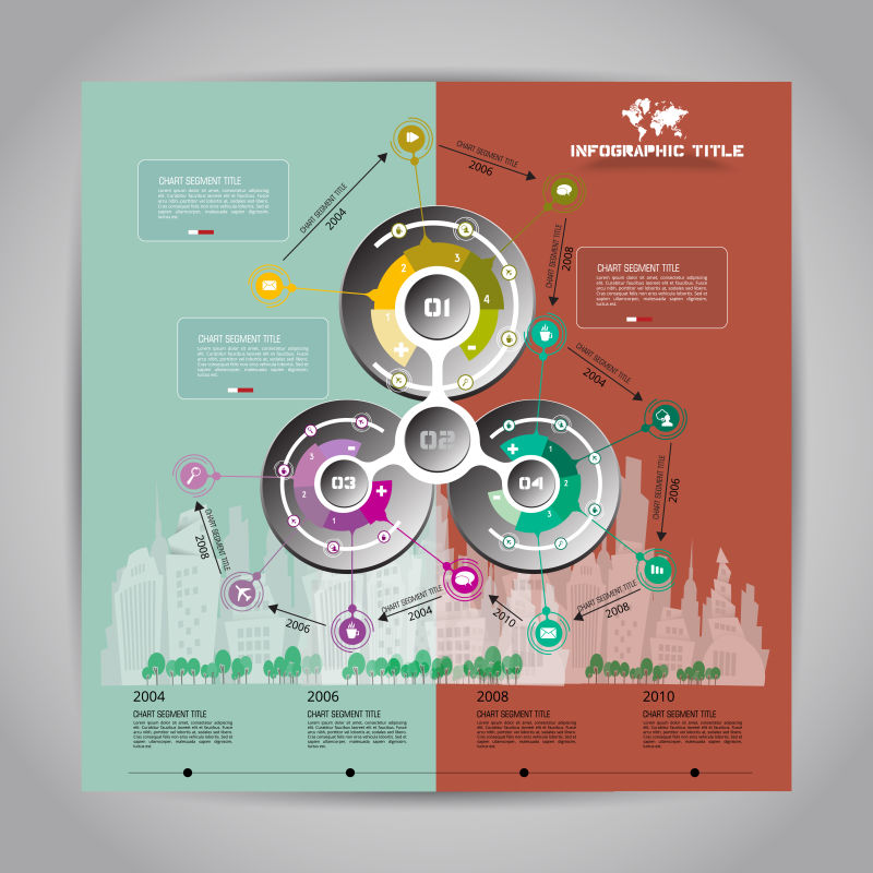 创意矢量彩色抽象现代信息图表设计