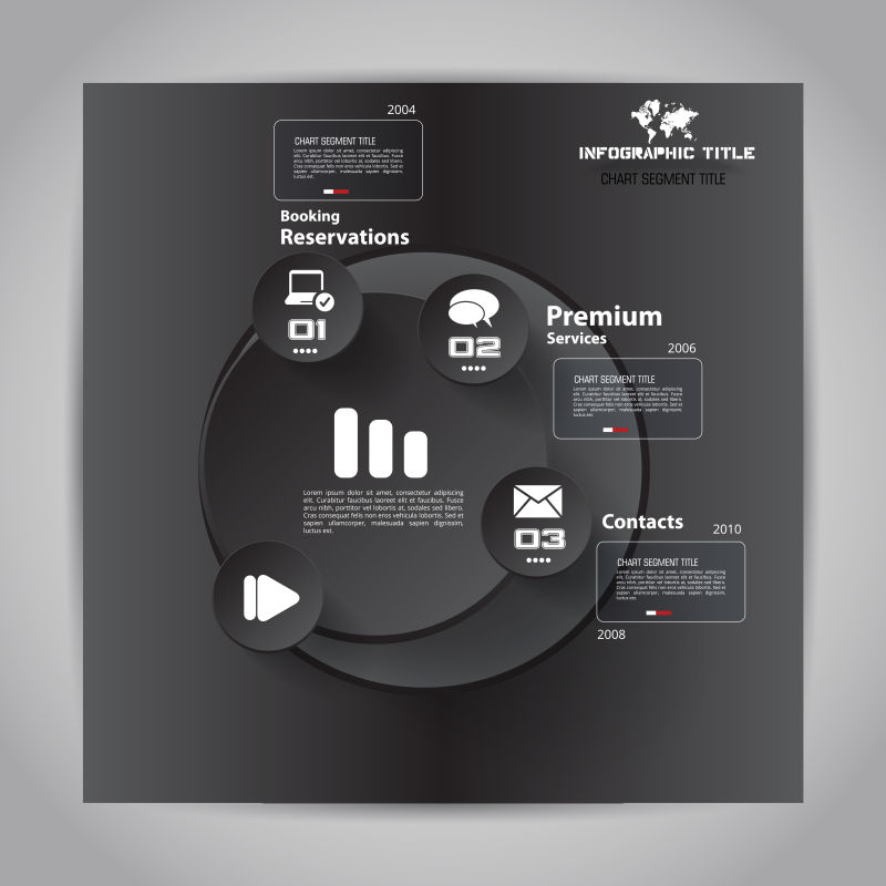 抽象矢量黑色现代风格的创意信息图表设计
