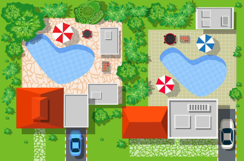 抽象乡村小屋的矢量插图