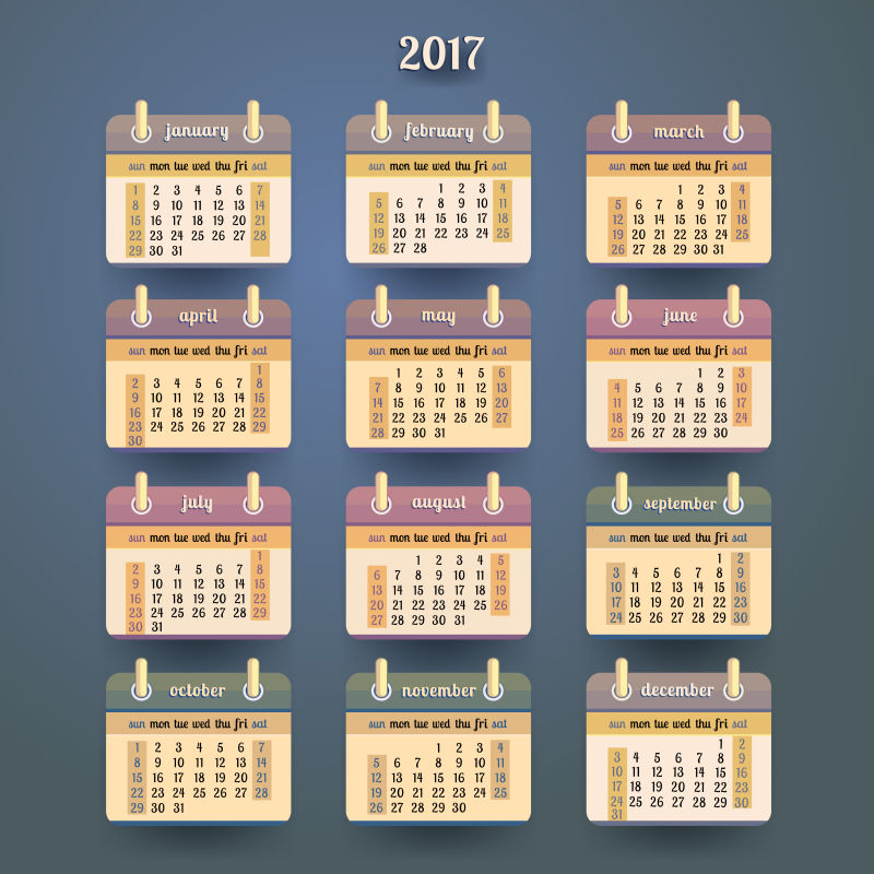 平面矢量日历2017
