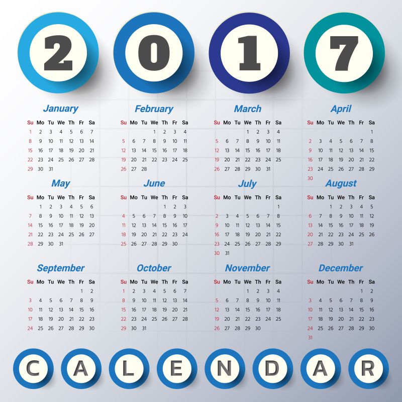 矢量2017现代日历设计