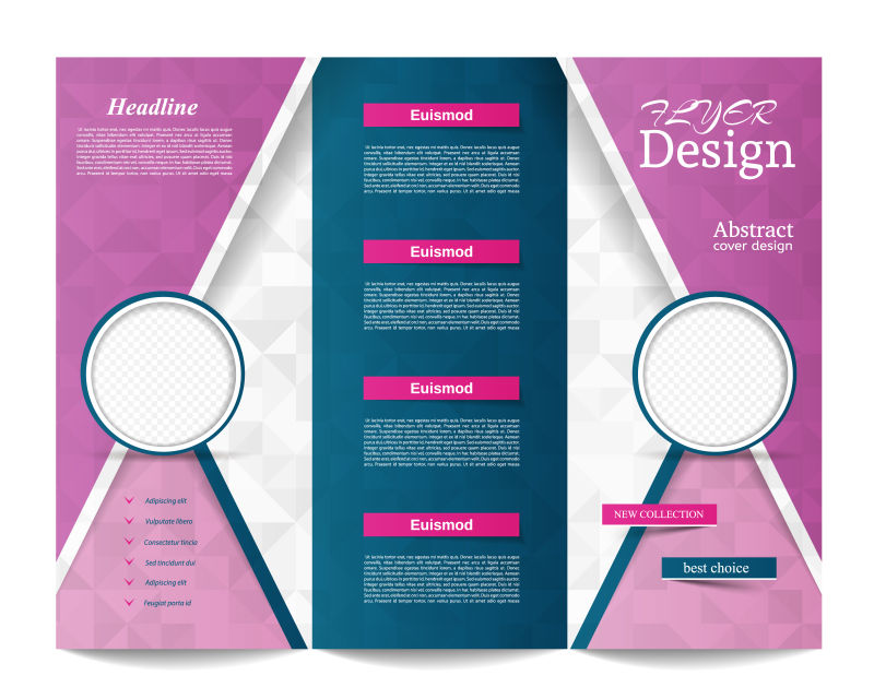 白色背景中矢量设计的三折页海报