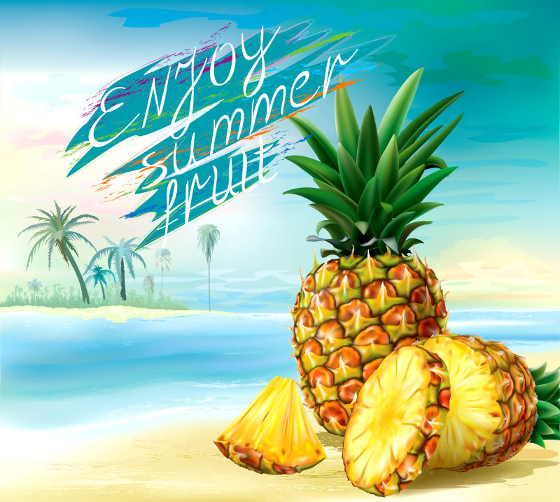 创意矢量热带菠萝的插图