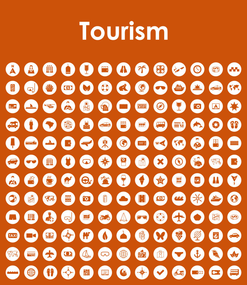 矢量旅游概念的现代简约图标设计