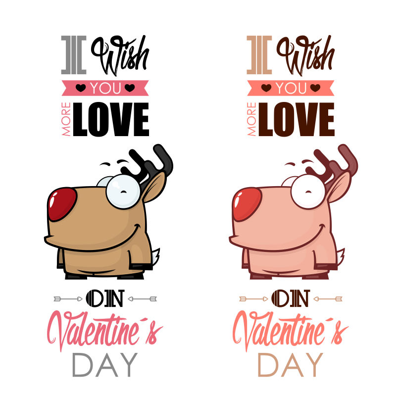 抽象麋鹿元素的矢量情人节贺卡设计