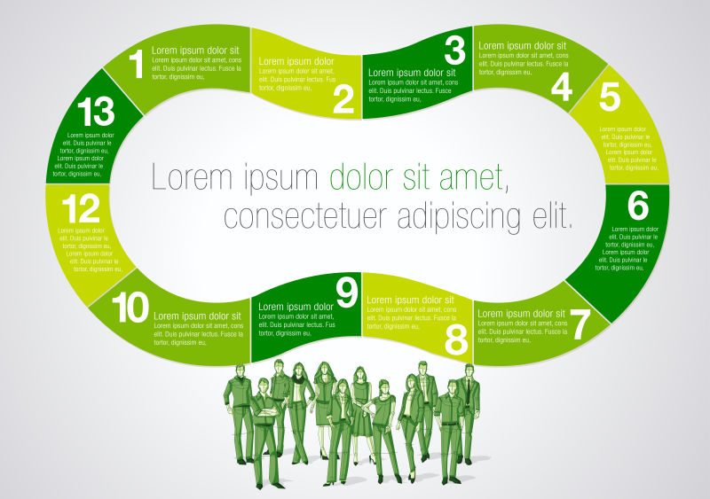 抽象矢量绿色商业主题的信息图表设计