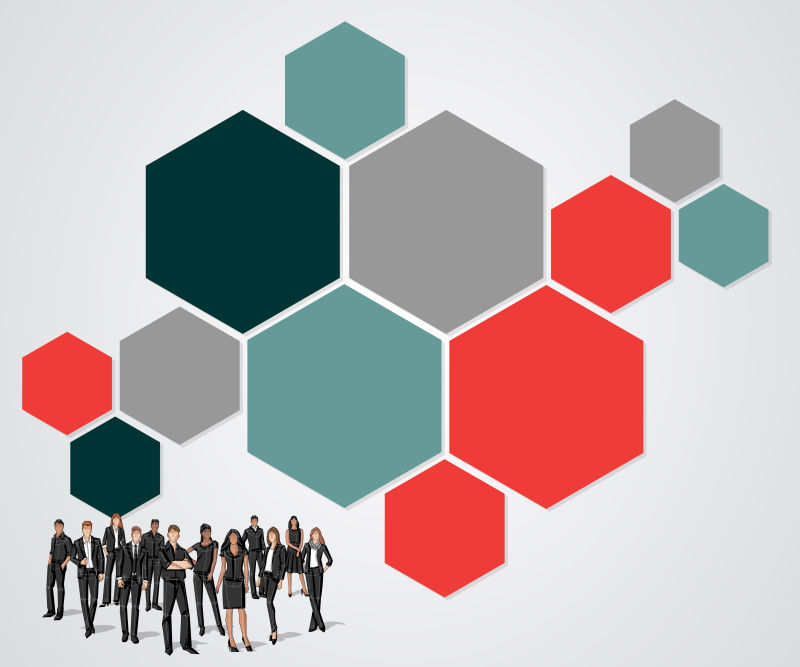 抽象几何六边形的矢量商业信息图表设计