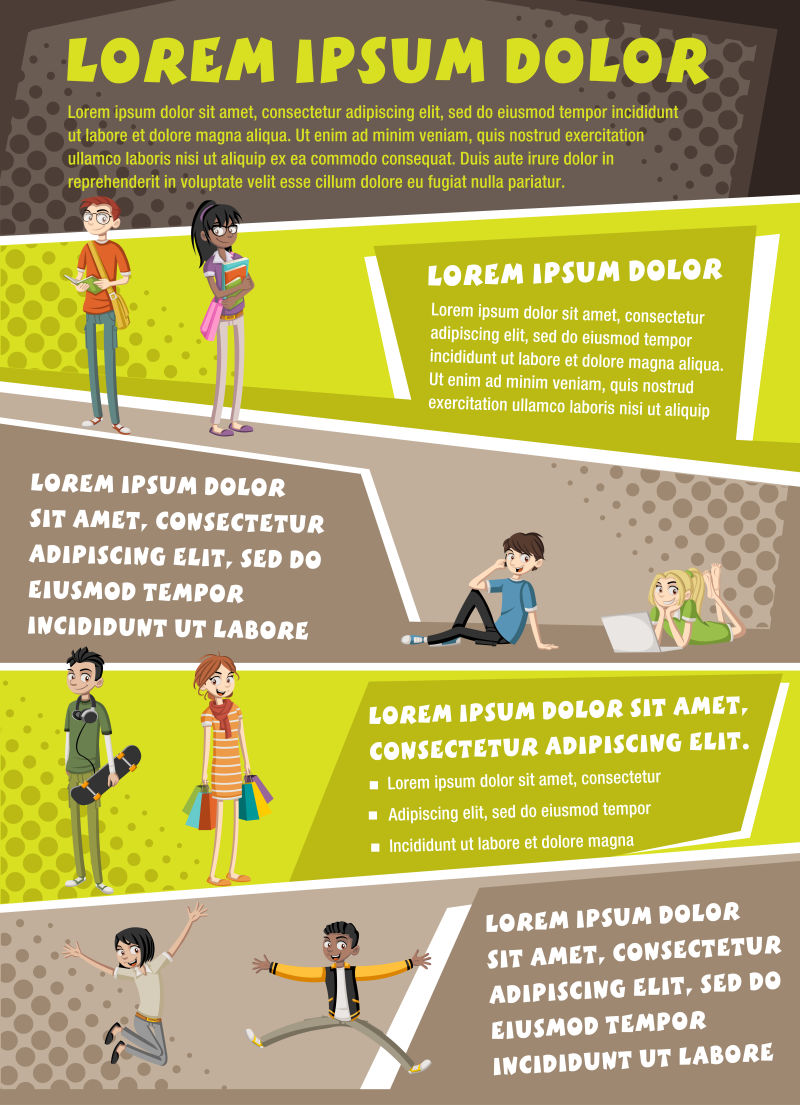 创意抽象矢量彩色漫画风格的信息图表设计