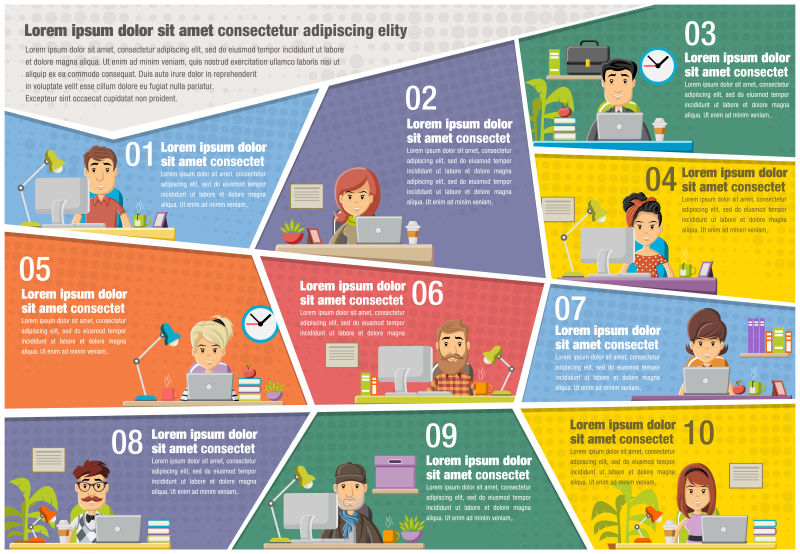 抽象矢量彩色不规则分割的信息图表设计