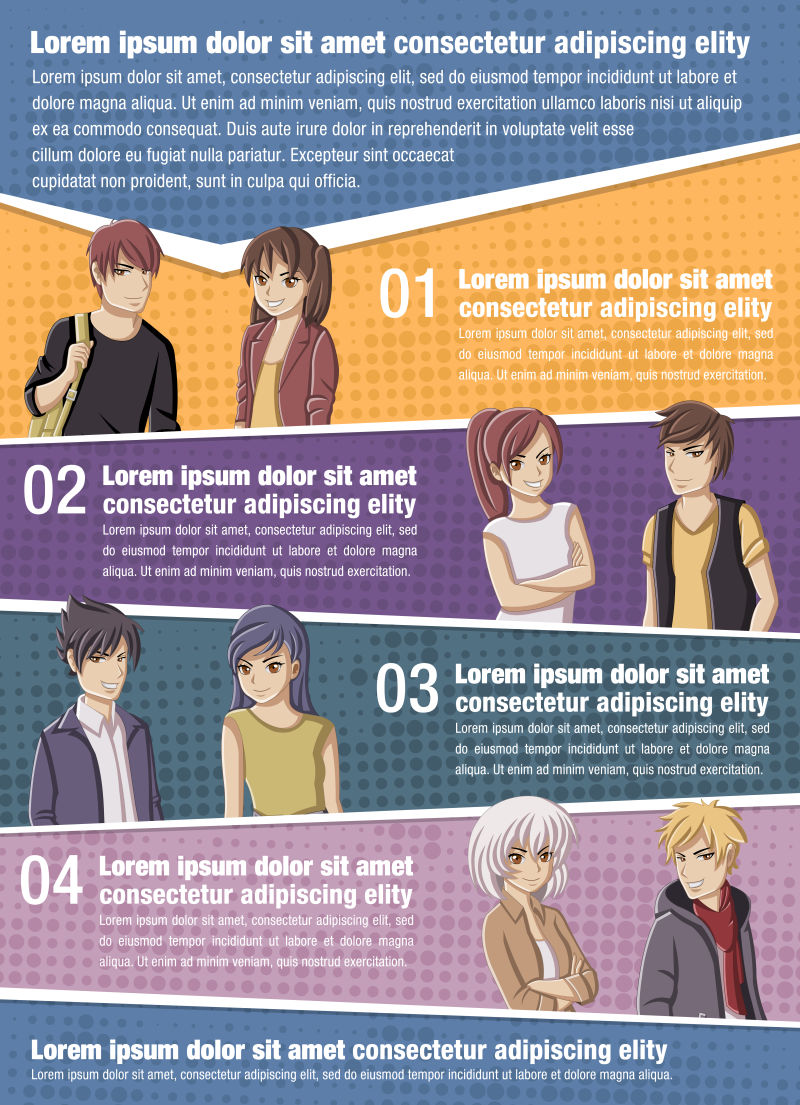 创意卡通漫画风格的矢量商业信息图表设计