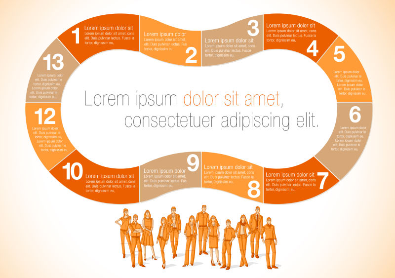 创意矢量橙色主题的商业信息图表设计