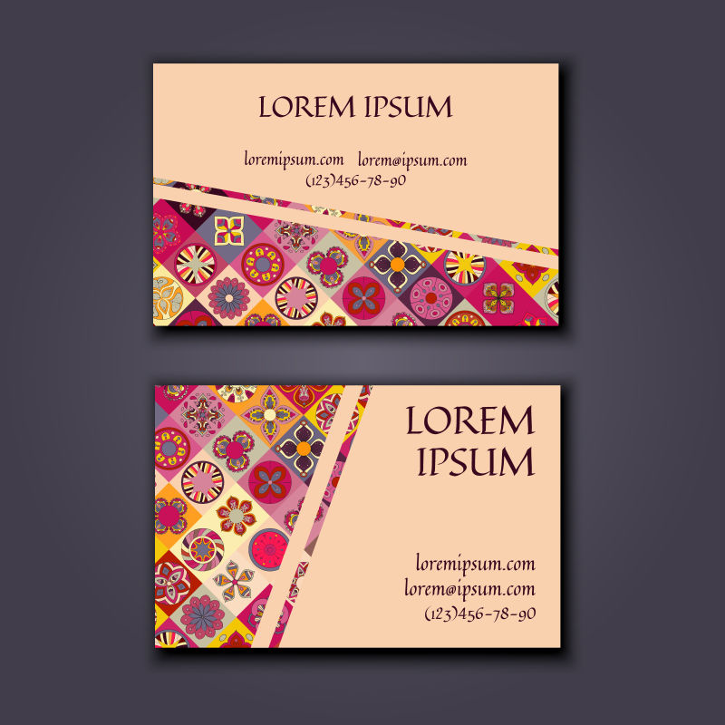 灰色背景下矢量几何形状抽象花朵名片设计