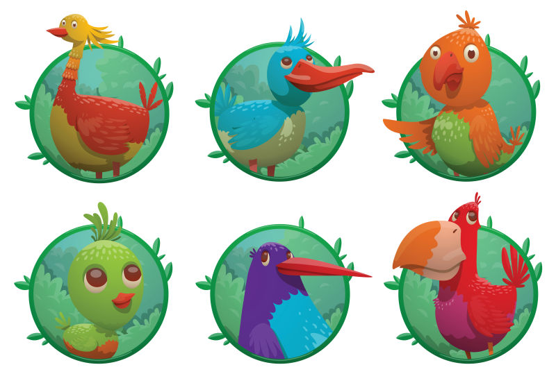 创意矢量各种卡通鸟类插图