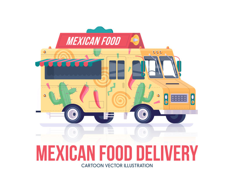 墨西哥餐车矢量插图