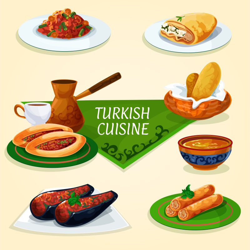 土耳其料理矢量插图