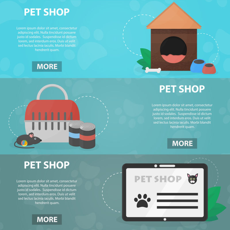 矢量的宠物店宣传横幅设计