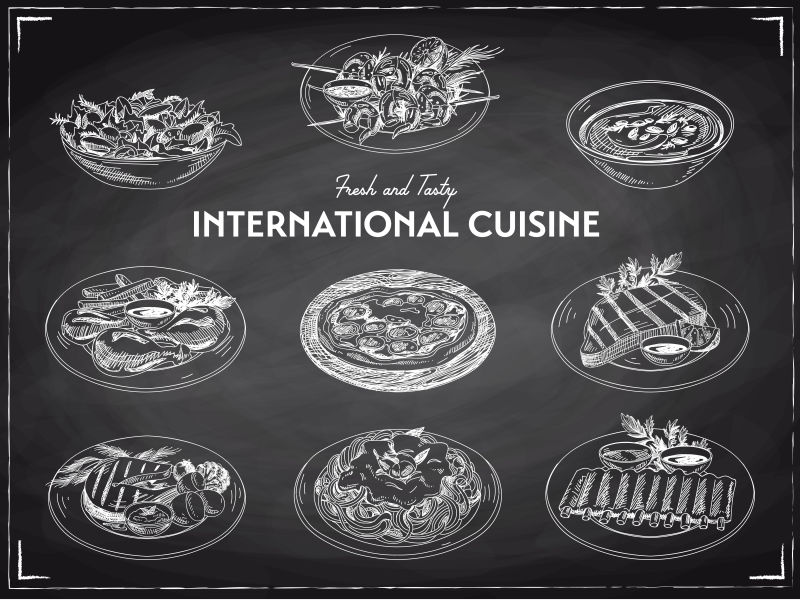 矢量的手绘美食插图