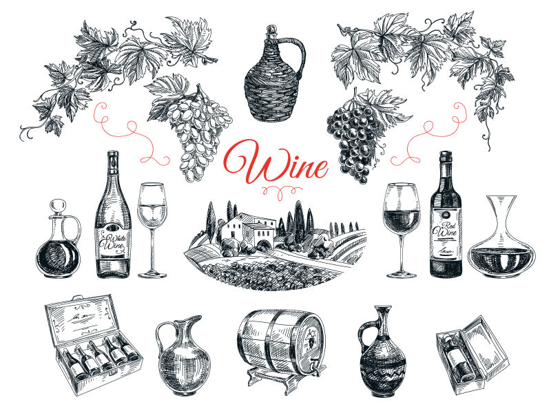 矢量葡萄酒插图