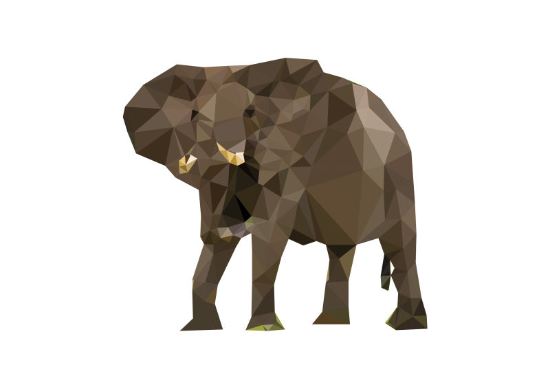 矢量几何多边形风格的大象插图