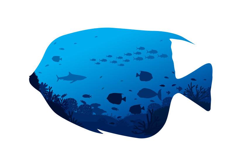 海底生物背景的珊瑚海矢量图