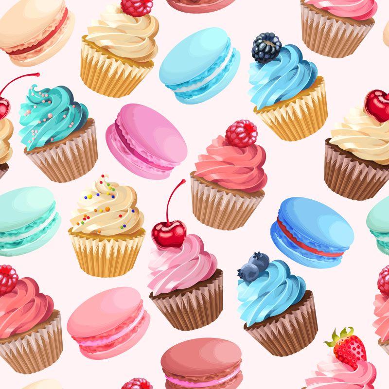 五颜六色的甜品蛋糕矢量图