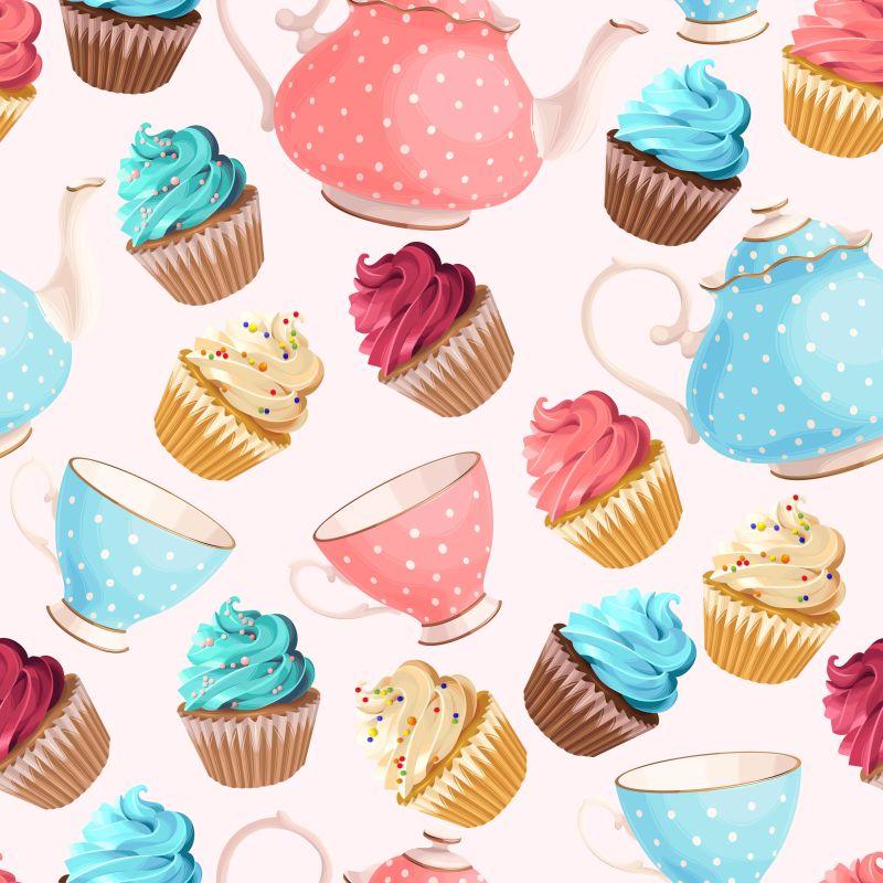 甜品茶话会矢量图设计