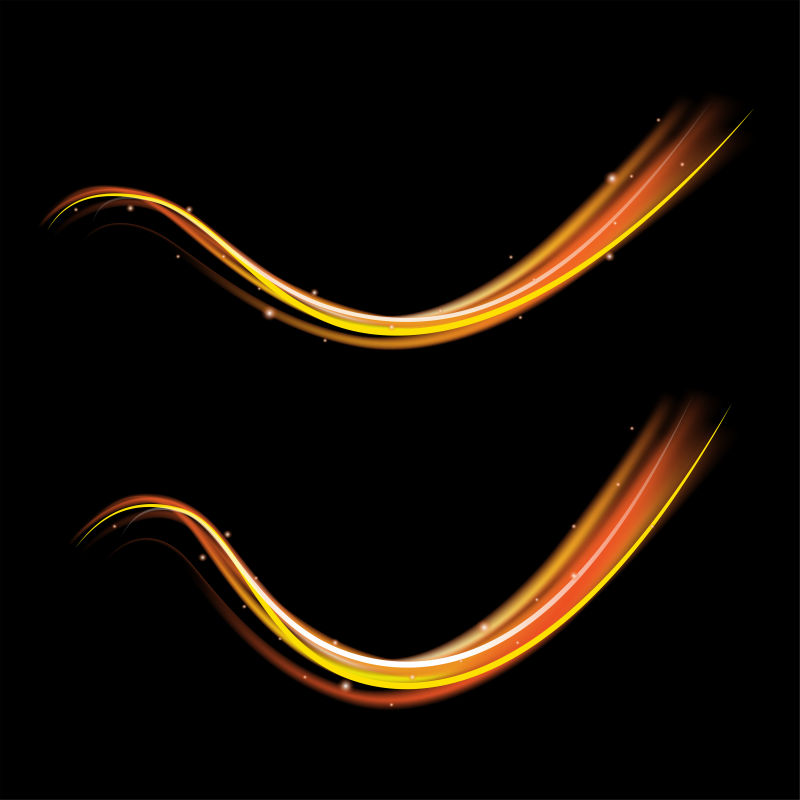 创意矢量涡流轨迹的橙色光效设计元素