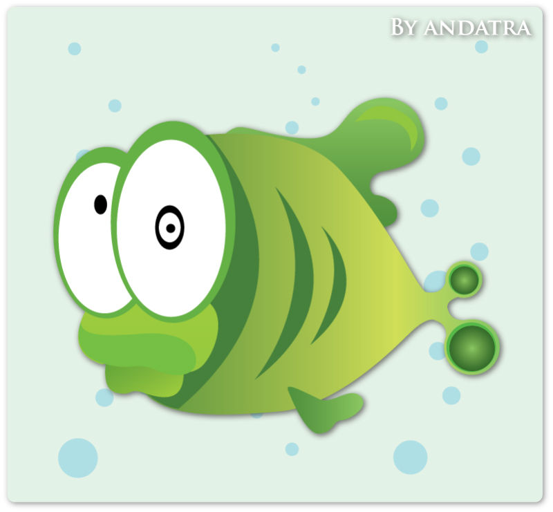 绿色鱼类卡通矢量图