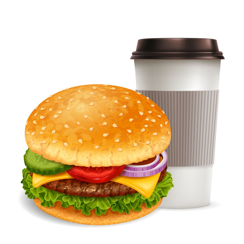 美味汉堡包矢量插图