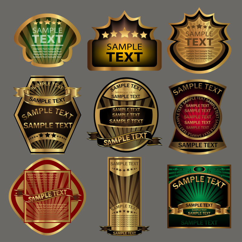 复古的金色边框标签矢量设计