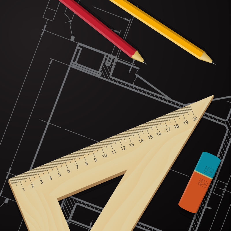 抽象矢量设计工具和图纸插图