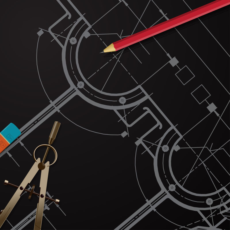 工程师设计蓝图矢量插图