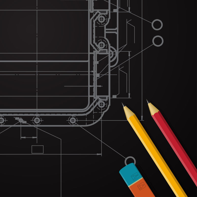 抽象矢量设计图纸与工具插图