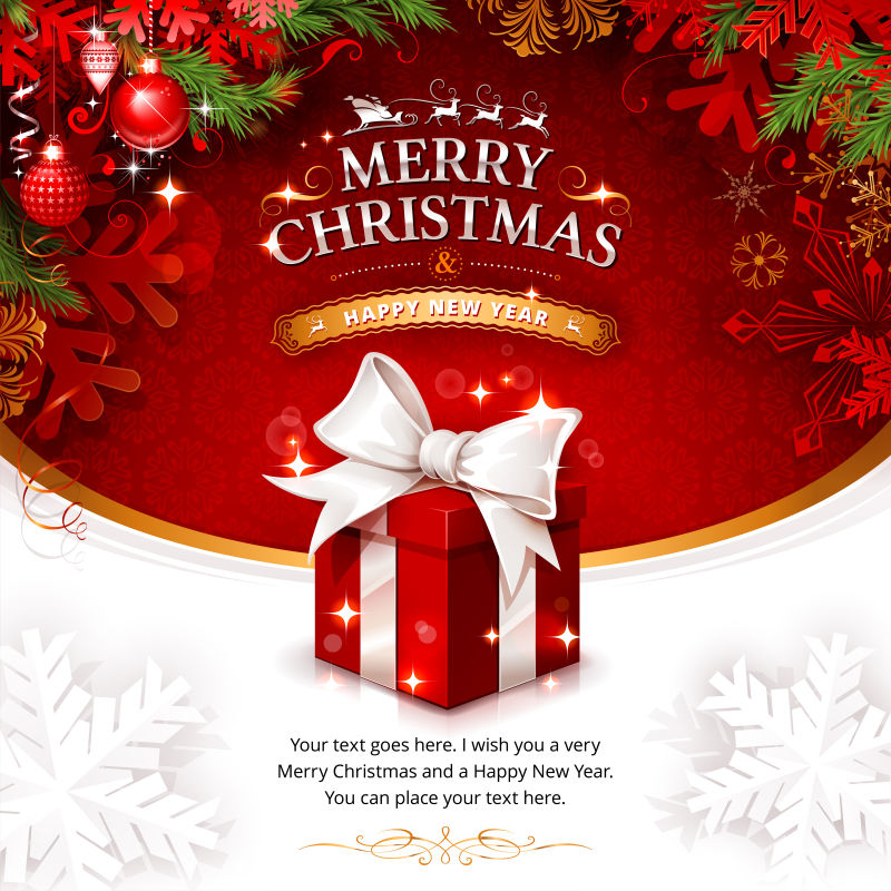 创意矢量圣诞礼品元素的装饰贺卡设计
