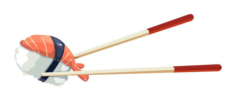 矢量抽象用筷子夹着寿司插图