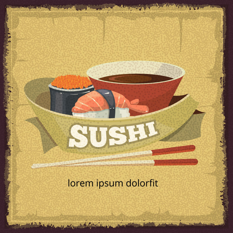 创意矢量寿司的抽象复古插图