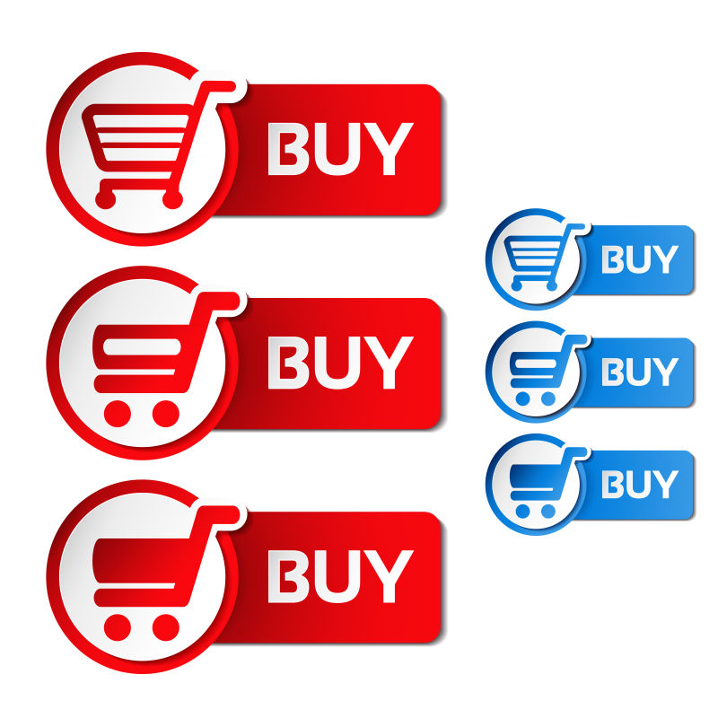抽象矢量购买概念的按钮图标设计