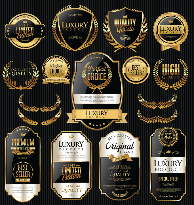 矢量的金色豪华标签设计