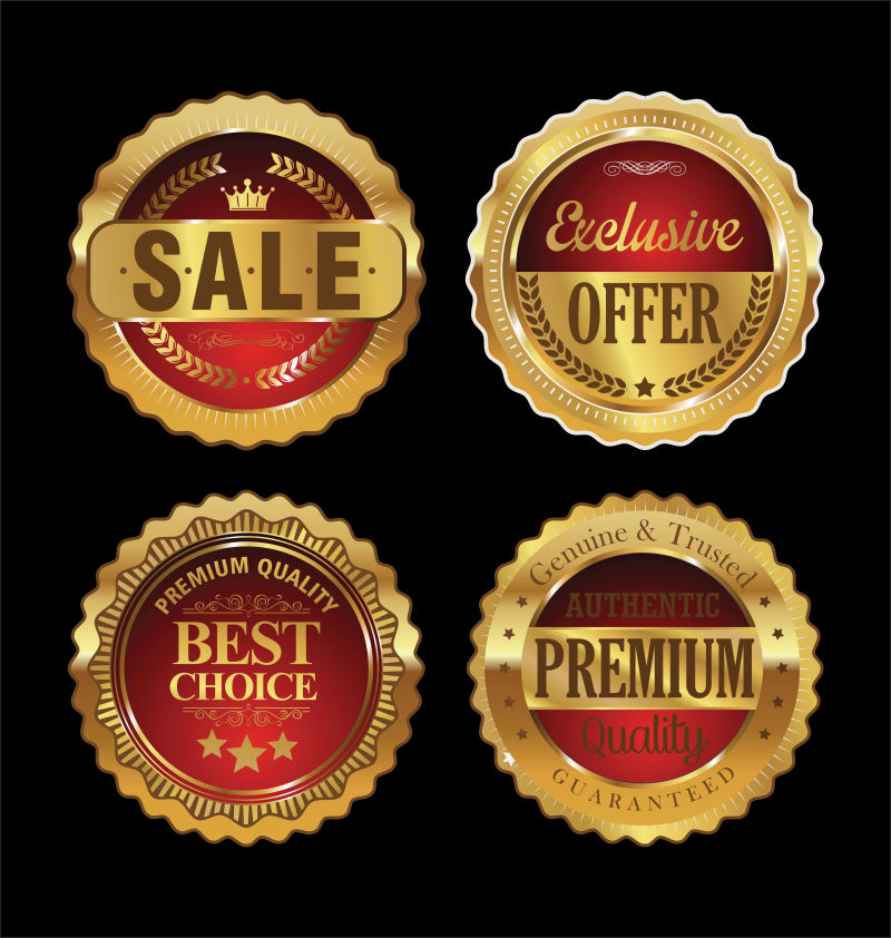 金色的销售活动标签矢量设计