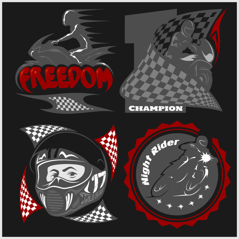 创意矢量卡通摩托概念标志设计