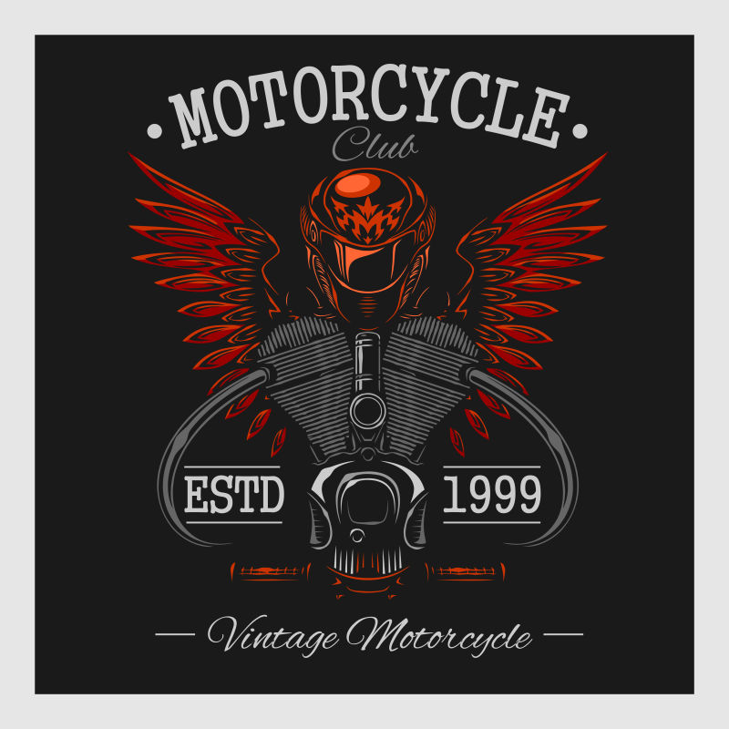 创意矢量旧式摩托车的插图海报设计