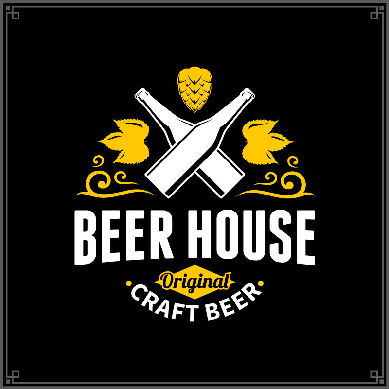 矢量复古老式啤酒图标设计