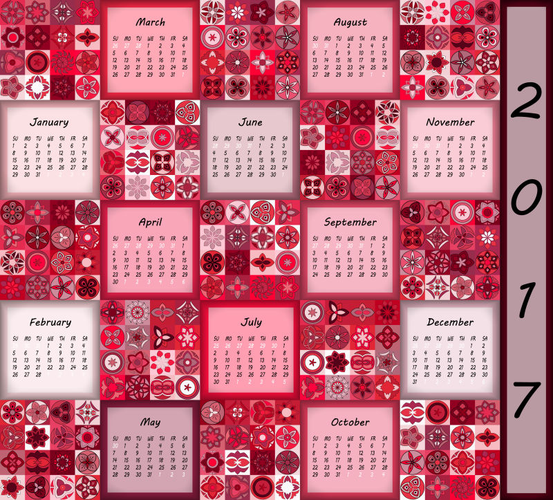 2017传统日历矢量设计