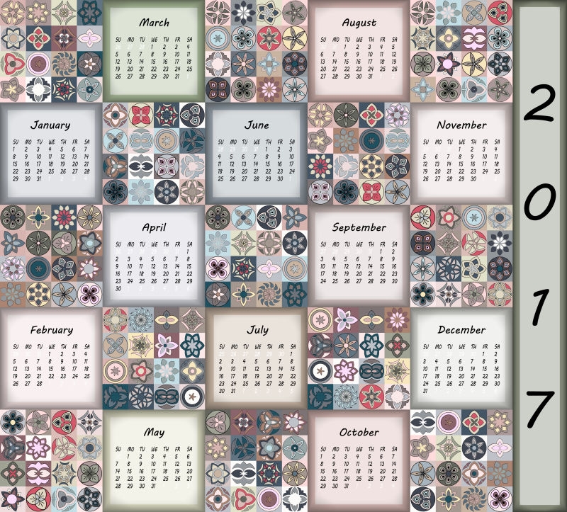 矢量的2017传统日历设计